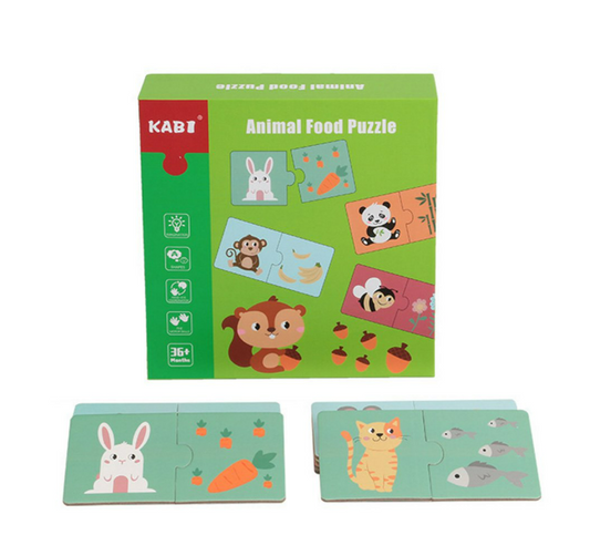 Puzzle "¿Qué come cada animal?"